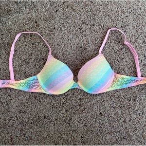 Victoria’s Secret/PINK Rainbow Striped Tee-Shirt Bra Size 32A